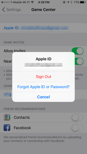 How to logout of game center