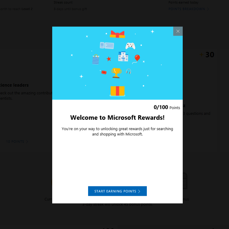 Free Microsoft Rewards points no survey