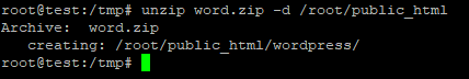 unzip to specific folder in linux